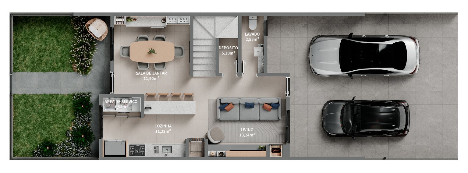 Planta baixa do pavimento térreo da Casa Tipo Alameda18
